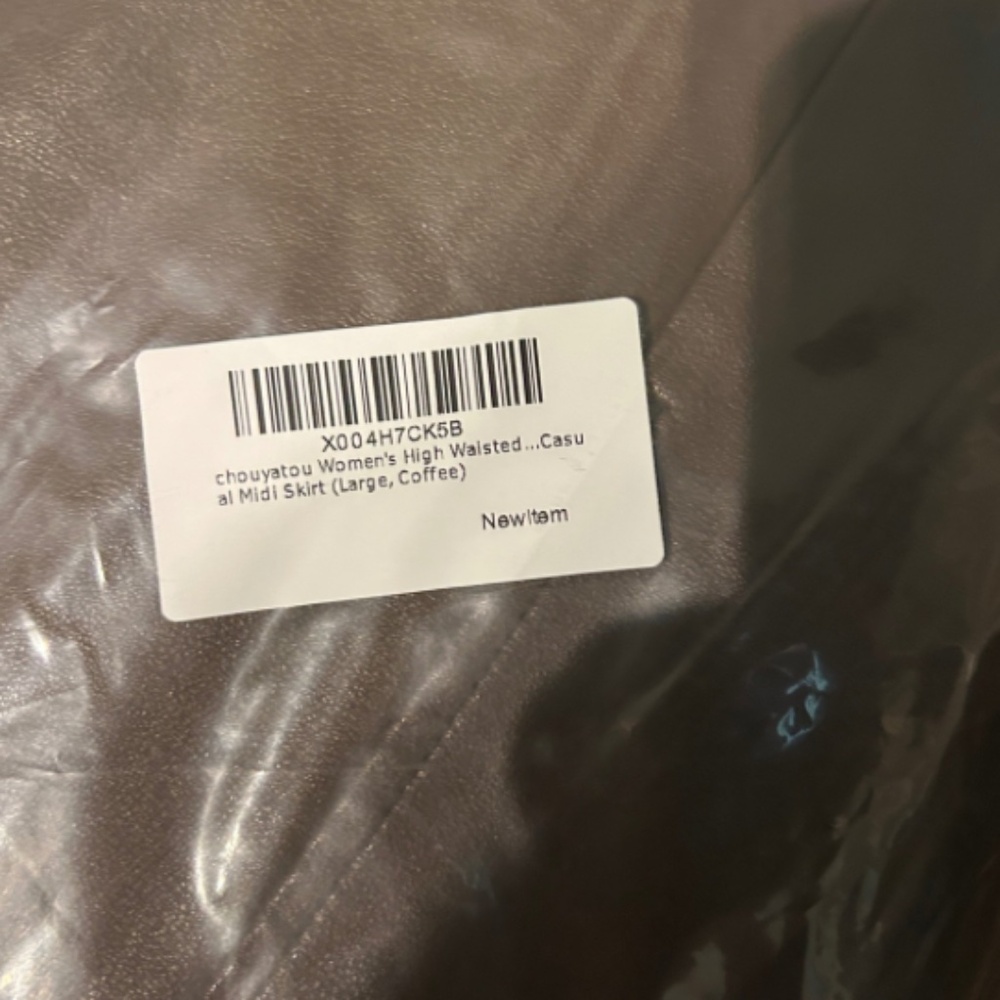 New Chouyatou Faux Leather High Waisted Coffee Brown Midi Skirt Women’s Large - Picture 3 of 3